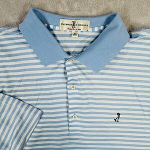 Fairway & Greene Mens XL Blue White Striped Cotton Golf Polo